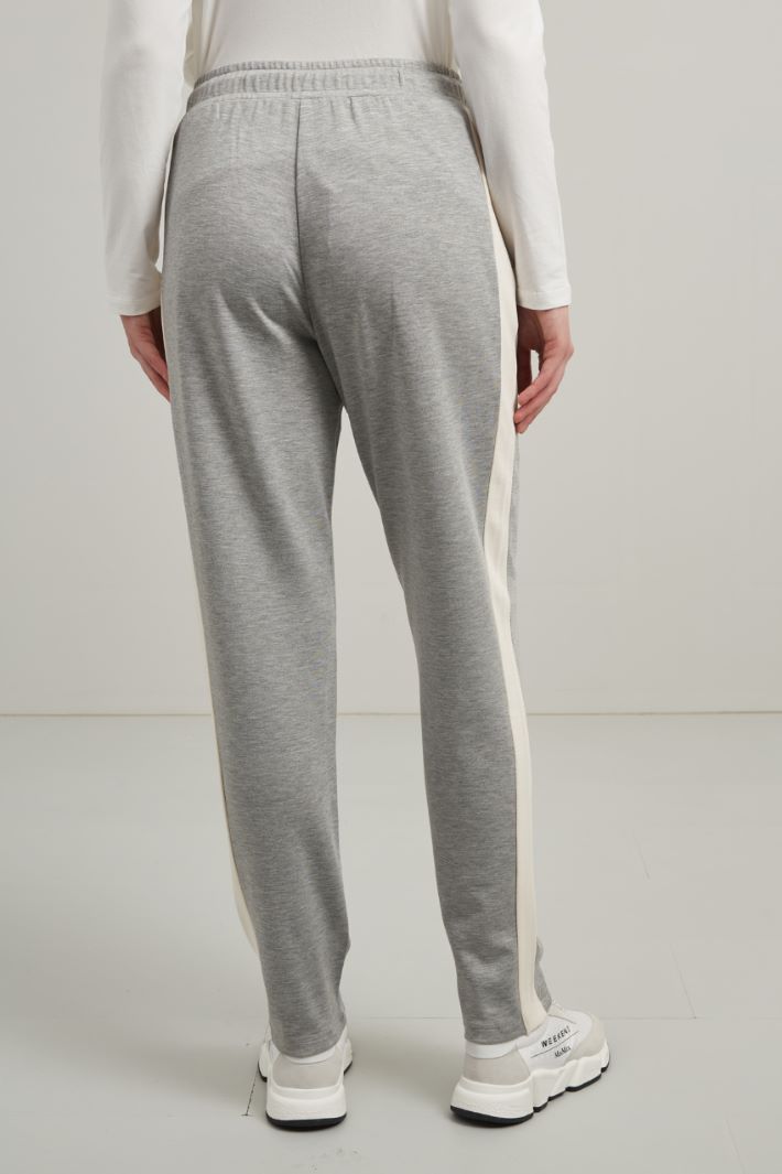 Jogger in jersey di viscosa - GRIGIO CHIARO BIANCO - Fashion Market - 4