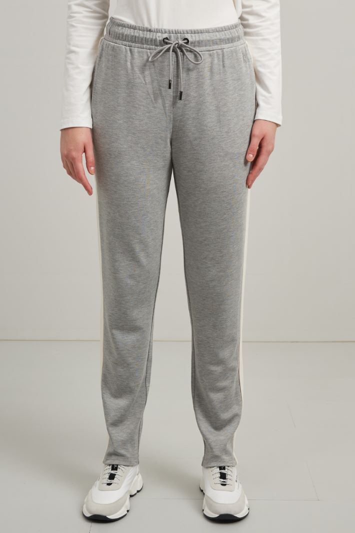 Jogger in jersey di viscosa - GRIGIO CHIARO BIANCO - Fashion Market - 2