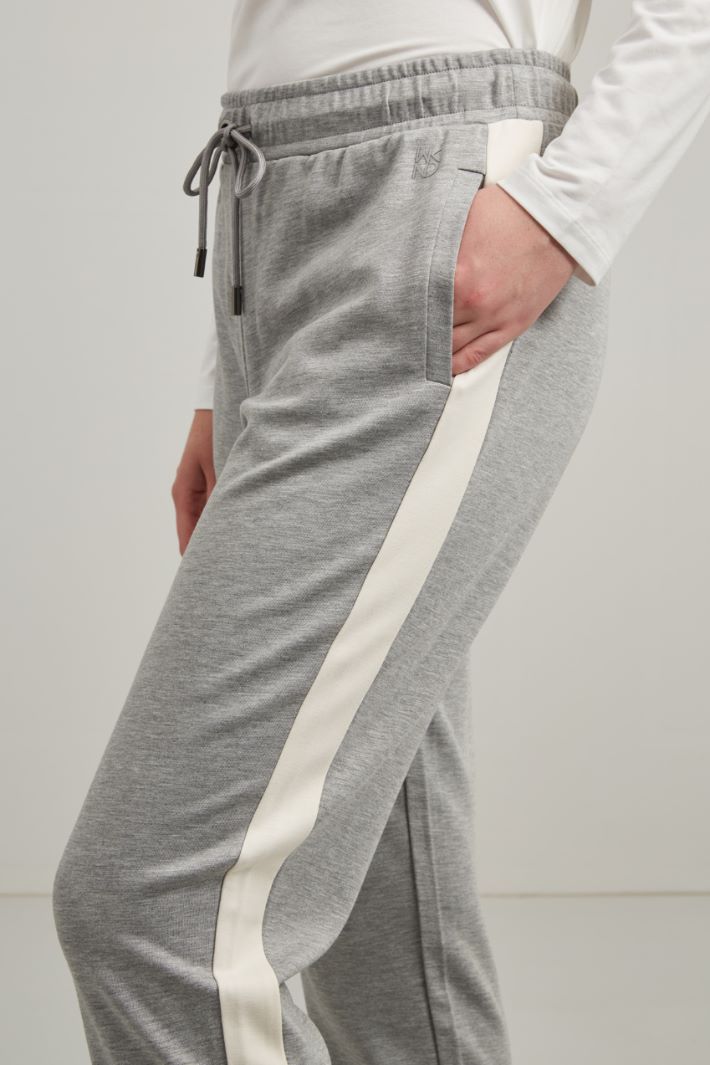 Jogger in jersey di viscosa - GRIGIO CHIARO BIANCO - Fashion Market - 3
