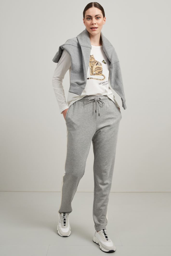 Jogger in jersey di viscosa - GRIGIO CHIARO BIANCO - Fashion Market
