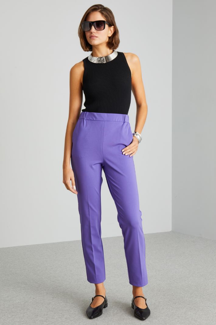 Pantaloni con inserto elastico - VIOLA - Fashion Market