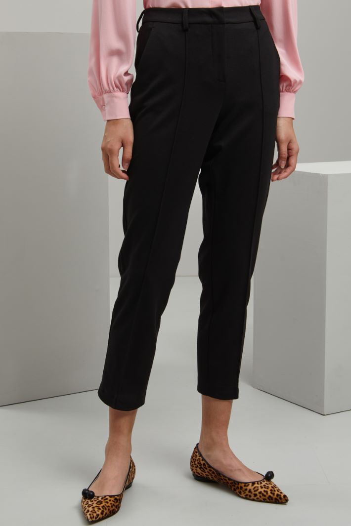 Pantaloni in jersey di viscosa - NERO - Fashion Market - 2