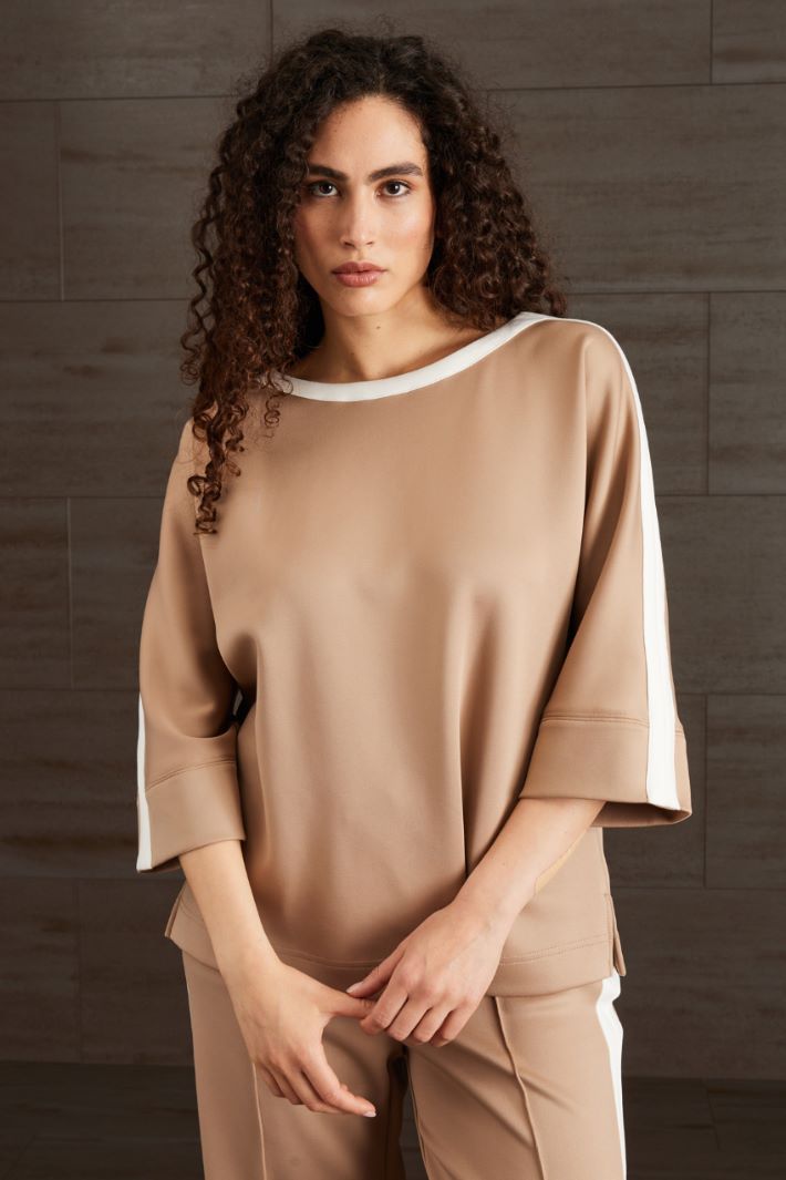 Top in jersey compatto - NOCCIOLA BIANCO - Fashion Market - 3