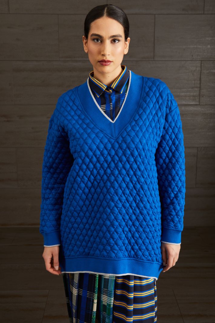 Felpa in jersey trapuntato - BLUETTE ARGENTO - Fashion Market - 2