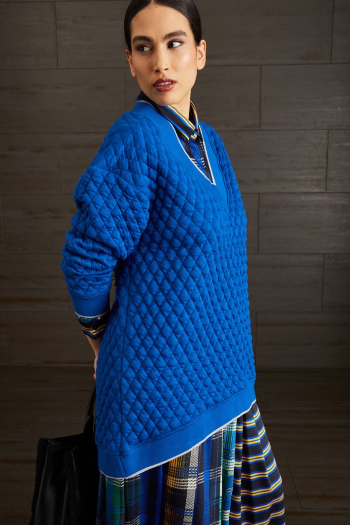 Felpa in jersey trapuntato - BLUETTE ARGENTO - Fashion Market - 3