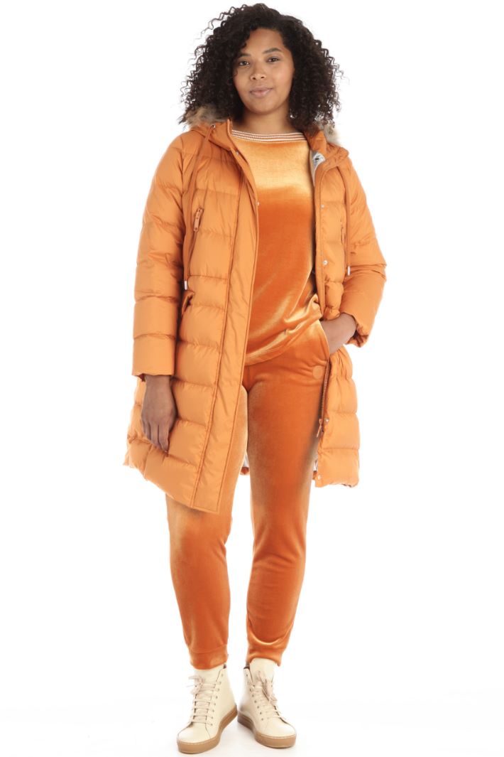 Felpa in jersey velluto - ARANCIONE - Fashion Market - 4