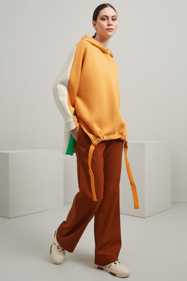 Felpa over in viscosa - ARANCIONE ECRU VERDE - Fashion Market