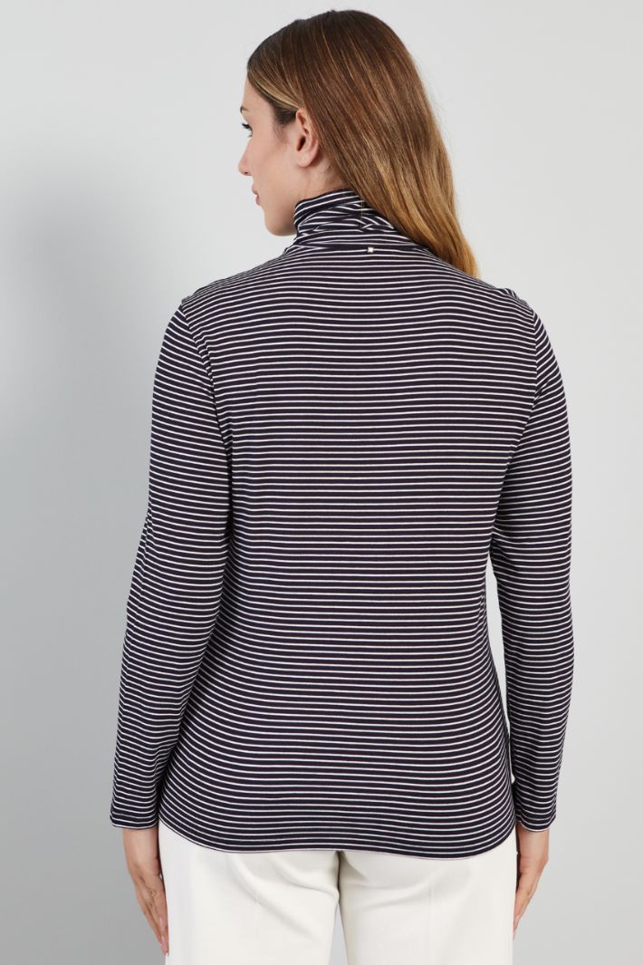 Dolcevita in viscosa stretch - BLU BIANCO - Fashion Market - 4