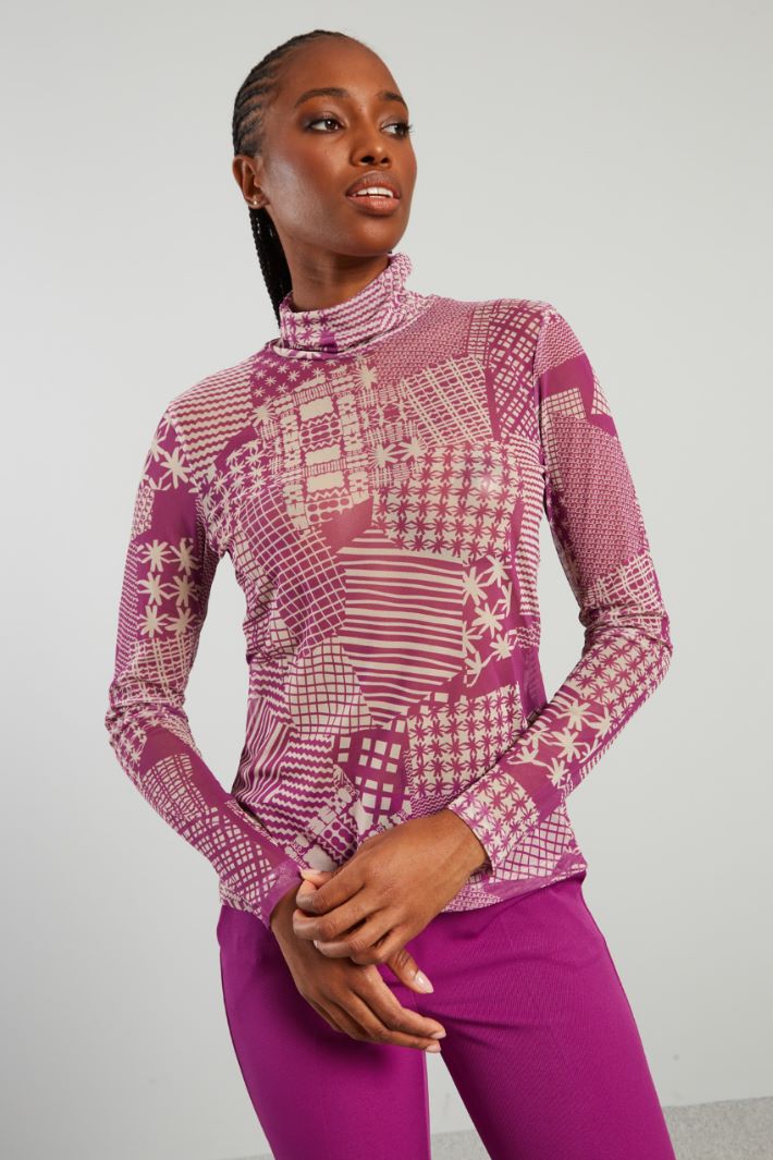 Top in jersey a collo alto - ROSA - Fashion Market - 2