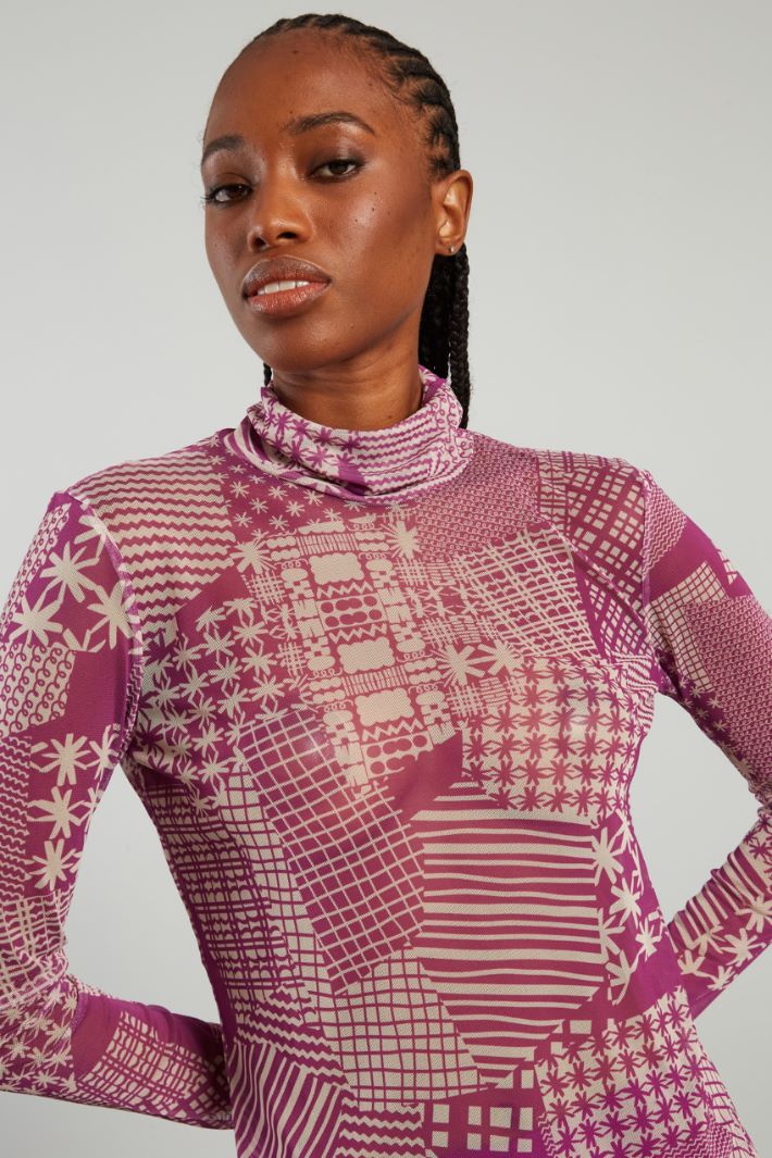 Top in jersey a collo alto - ROSA - Fashion Market - 3