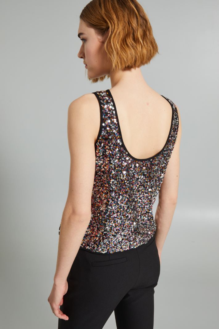 Top ricamato in paillettes - NERO - Fashion Market - 4