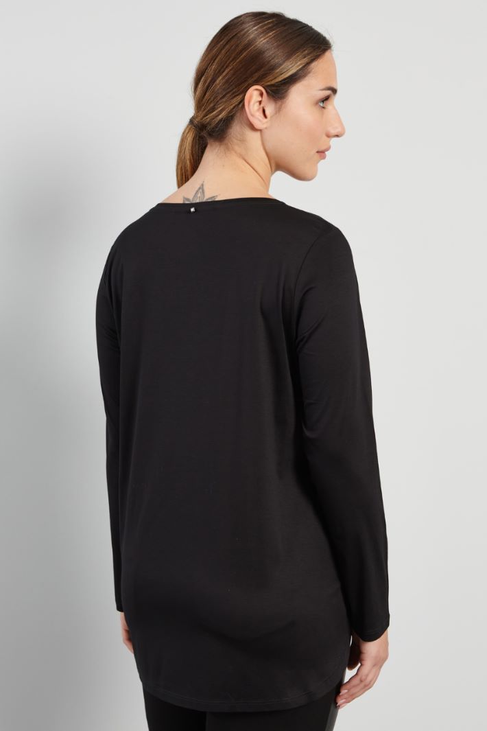 T-shirt a maniche lunghe - NERO - Fashion Market - 4