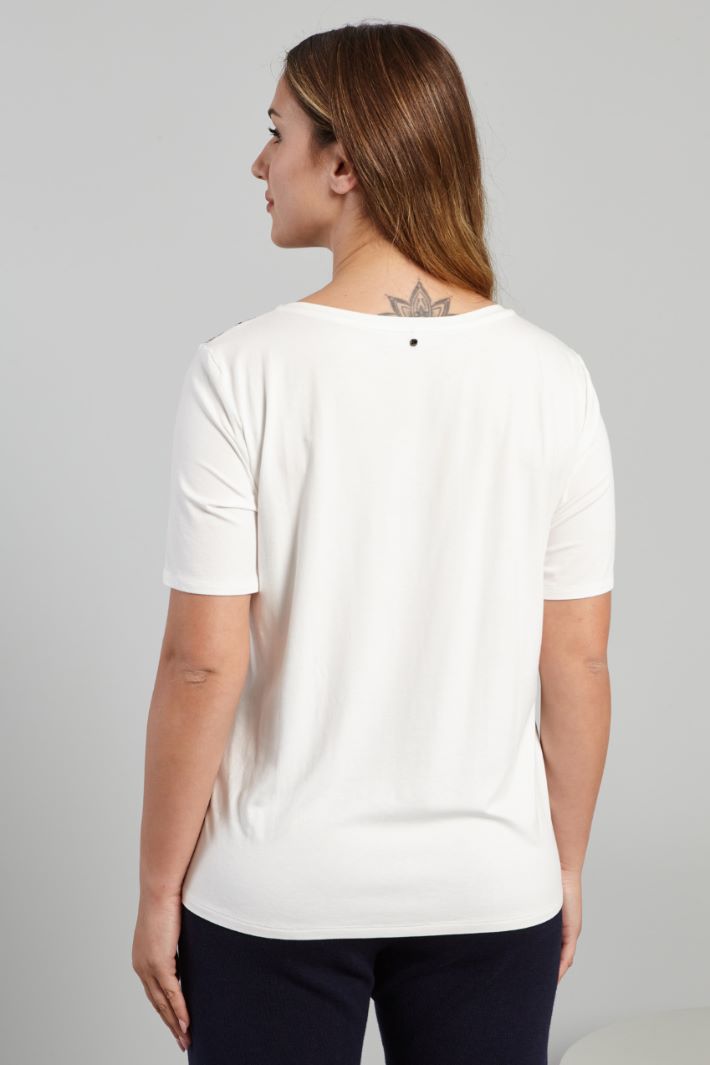 T-shirt in jersey con stampa - BIANCO VERDE - Fashion Market - 4