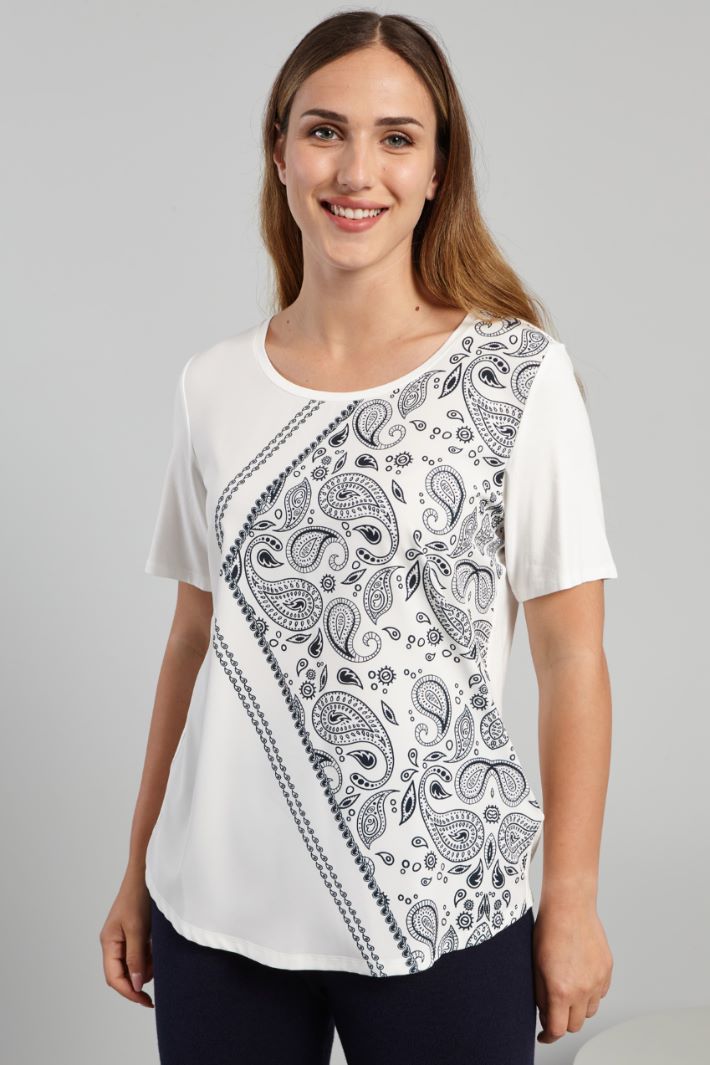 T-shirt in jersey con stampa - BIANCO VERDE - Fashion Market - 2