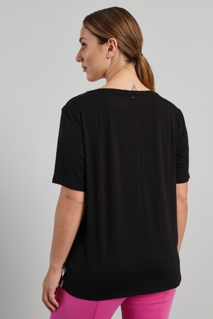 T-shirt in jersey con stampa - NERO FUCSIA BIANCO - Fashion Market - 4