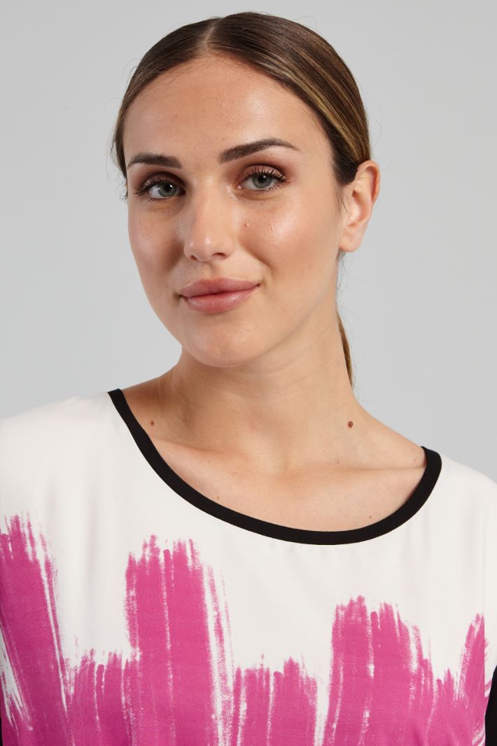 T-shirt in jersey con stampa - NERO FUCSIA BIANCO - Fashion Market - 3