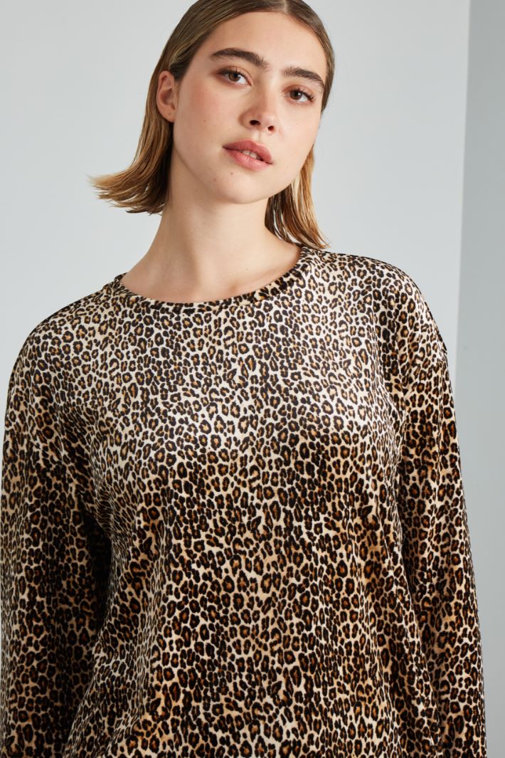 T-shirt in jersey di velluto - MARRONE BEIGE - Fashion Market - 3