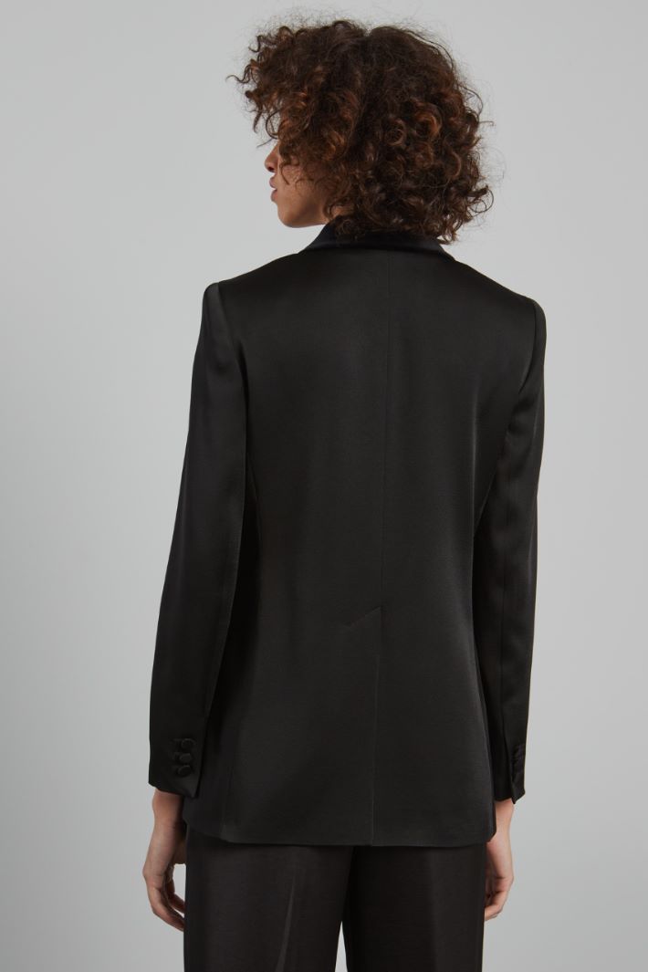 Blazer con dettagli in velluto - NERO - Fashion Market - 4