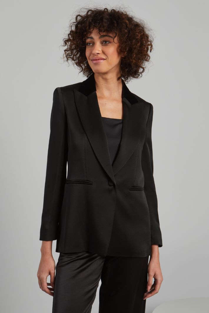 Blazer con dettagli in velluto - NERO - Fashion Market - 2