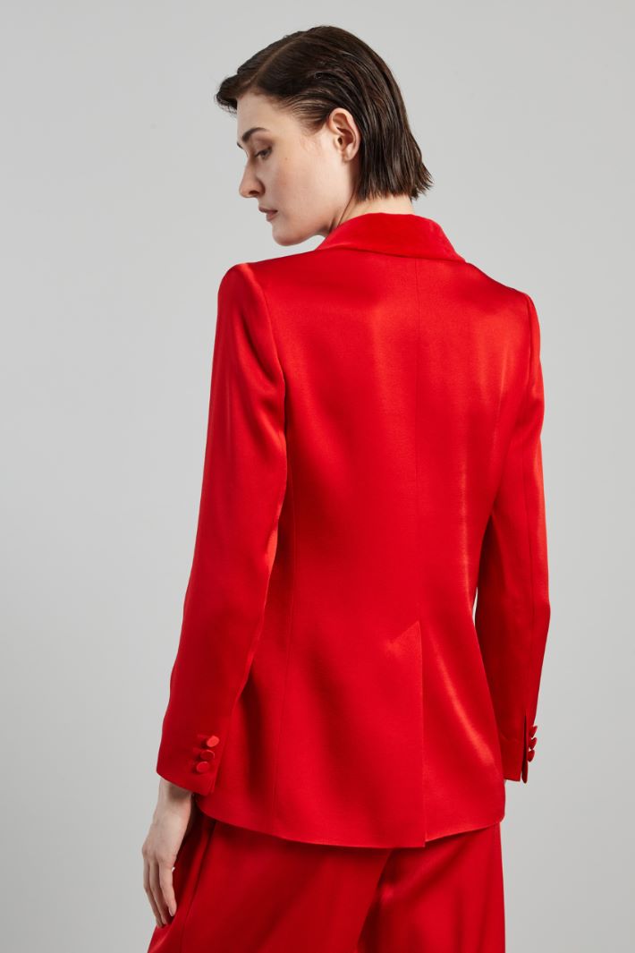 Blazer con dettagli in velluto - ROSSO FUOCO - Fashion Market - 4