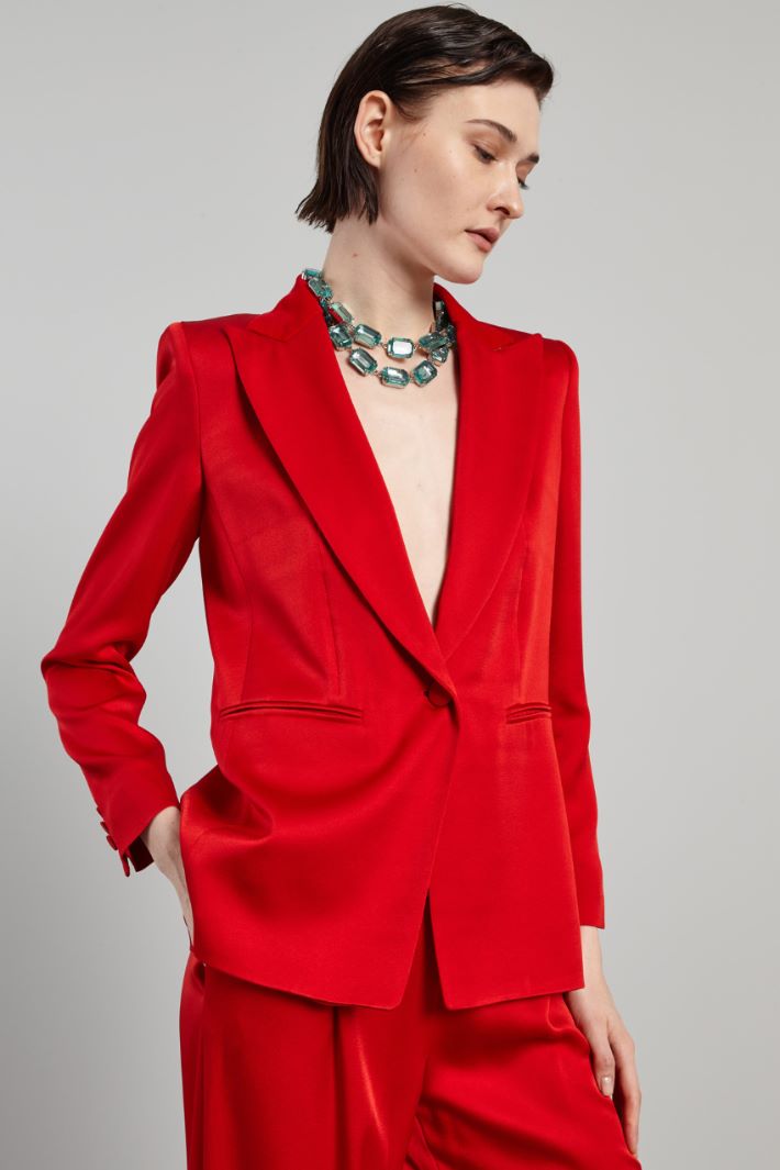Blazer con dettagli in velluto - ROSSO FUOCO - Fashion Market - 2