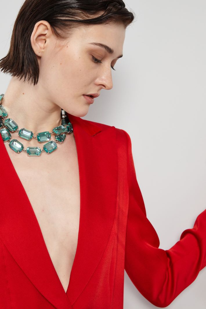 Blazer con dettagli in velluto - ROSSO FUOCO - Fashion Market - 3