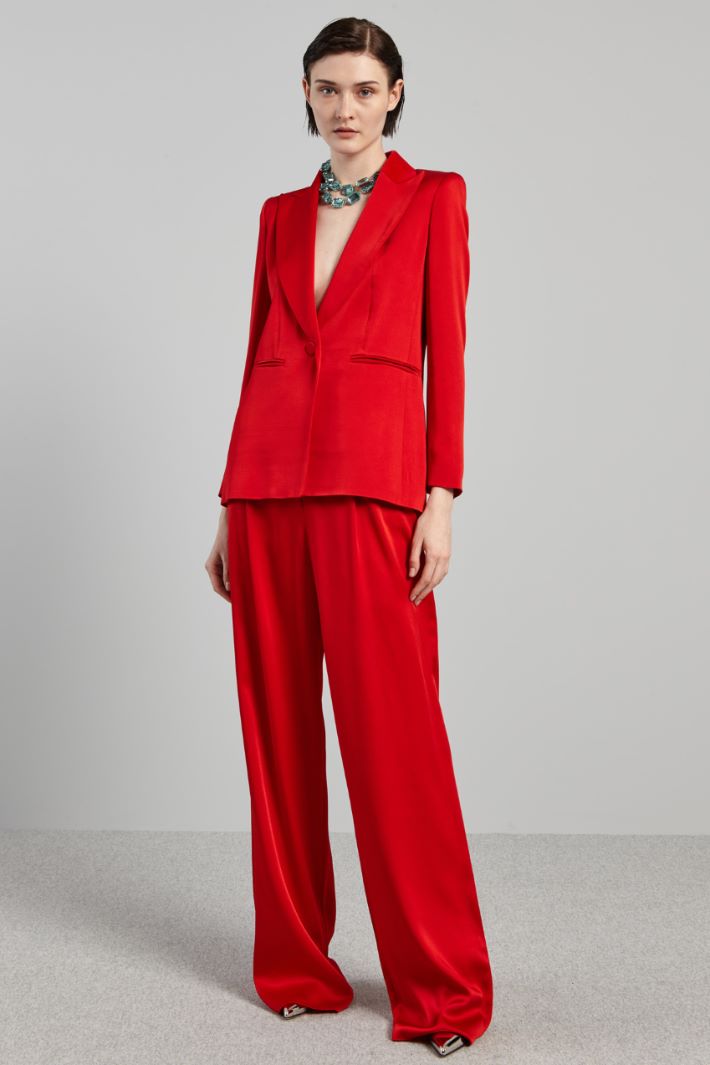 Blazer con dettagli in velluto - ROSSO FUOCO - Fashion Market