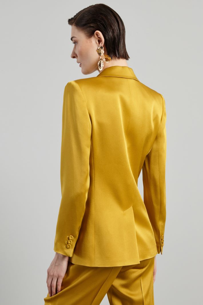Blazer monopetto in enver satin - SENAPE - Fashion Market - 4