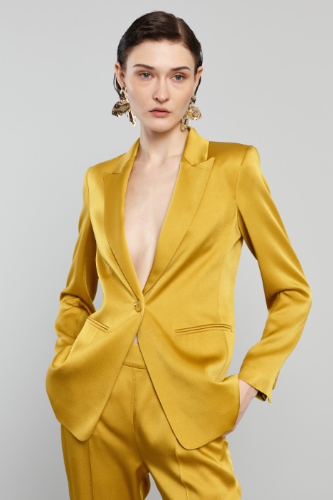 Blazer monopetto in enver satin - Fashion Market