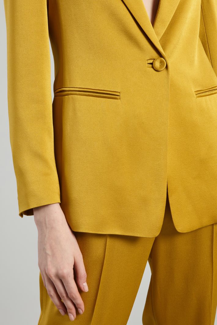 Blazer monopetto in enver satin - SENAPE - Fashion Market - 3