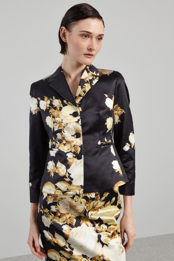 Blazer in duchesse stampata - NERO ORO - Fashion Market - 2