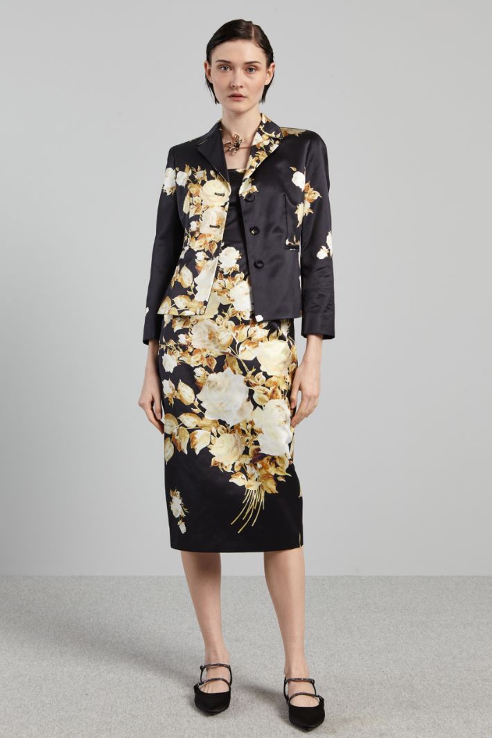 Blazer in duchesse stampata - NERO ORO - Fashion Market