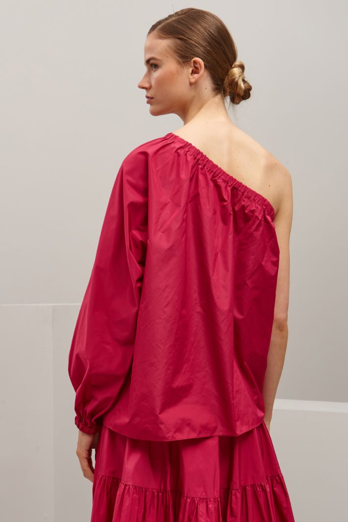 Blusa monospalla in taffetà - FUXIA - Fashion Market - 4