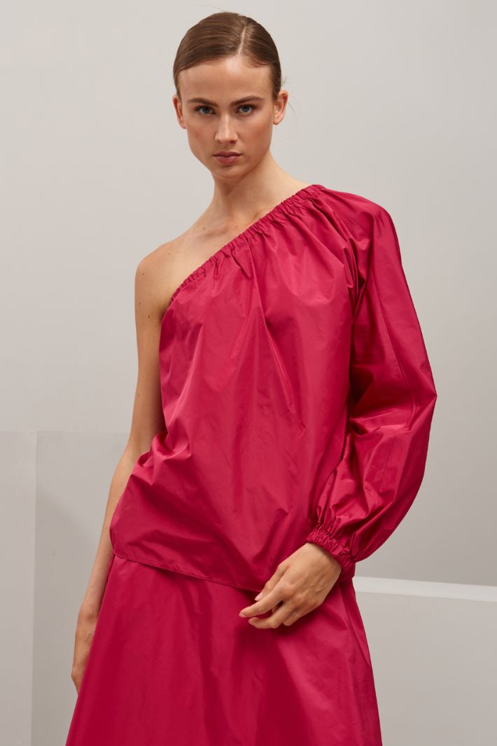 Blusa monospalla in taffetà - FUXIA - Fashion Market - 2