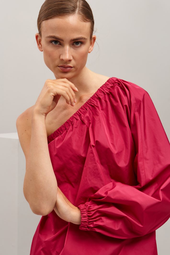 Blusa monospalla in taffetà - FUXIA - Fashion Market - 3
