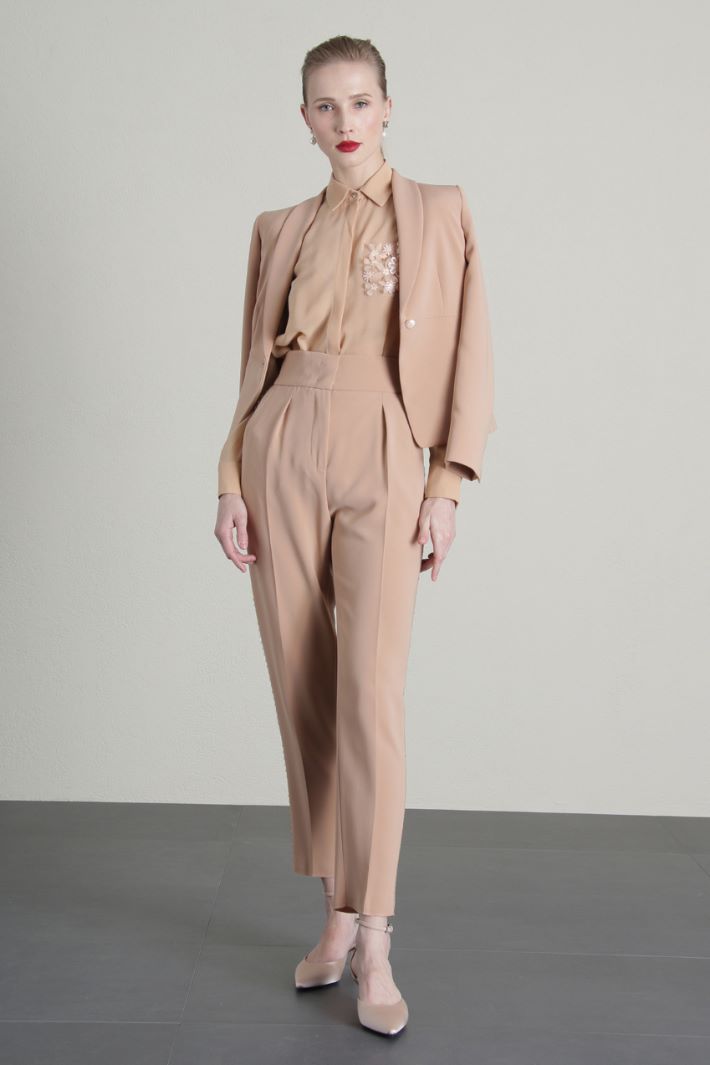 Pantaloni a vita alta in cady - ROSA - Fashion Market