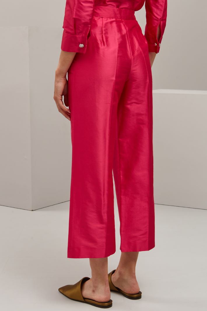 Pantaloni in shantung di seta - FUXIA - Fashion Market - 4