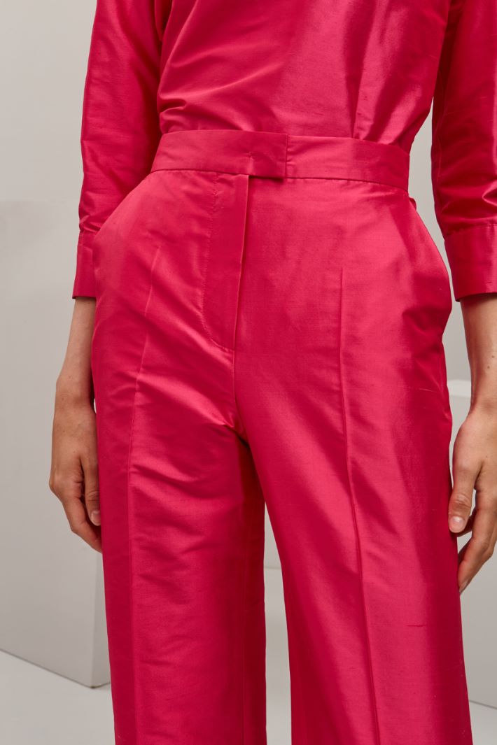 Pantaloni in shantung di seta - FUXIA - Fashion Market - 3