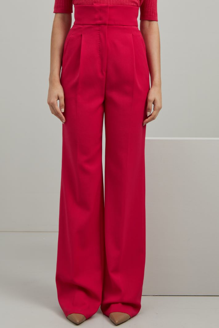 Pantaloni in crêpe di lana - FUXIA - Fashion Market - 2