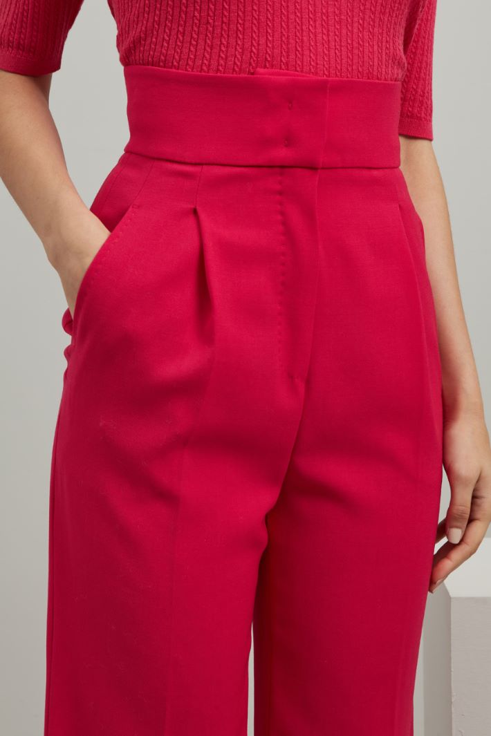 Pantaloni in crêpe di lana - FUXIA - Fashion Market - 3