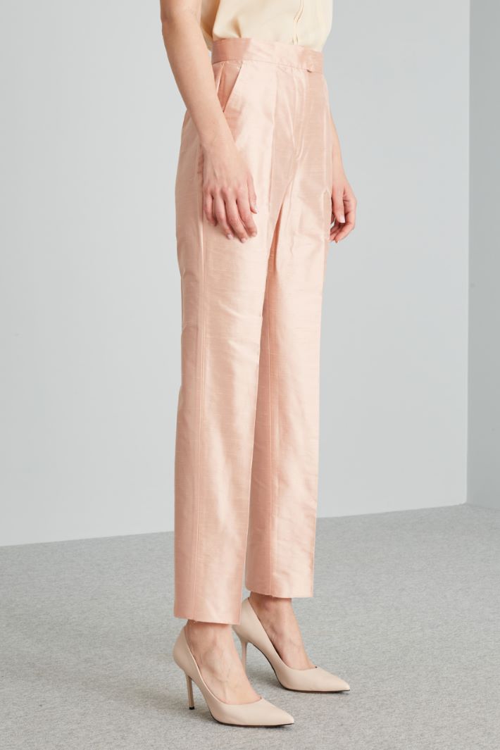 Pantaloni in shantung di seta - ROSA PASTELLO - Fashion Market - 2