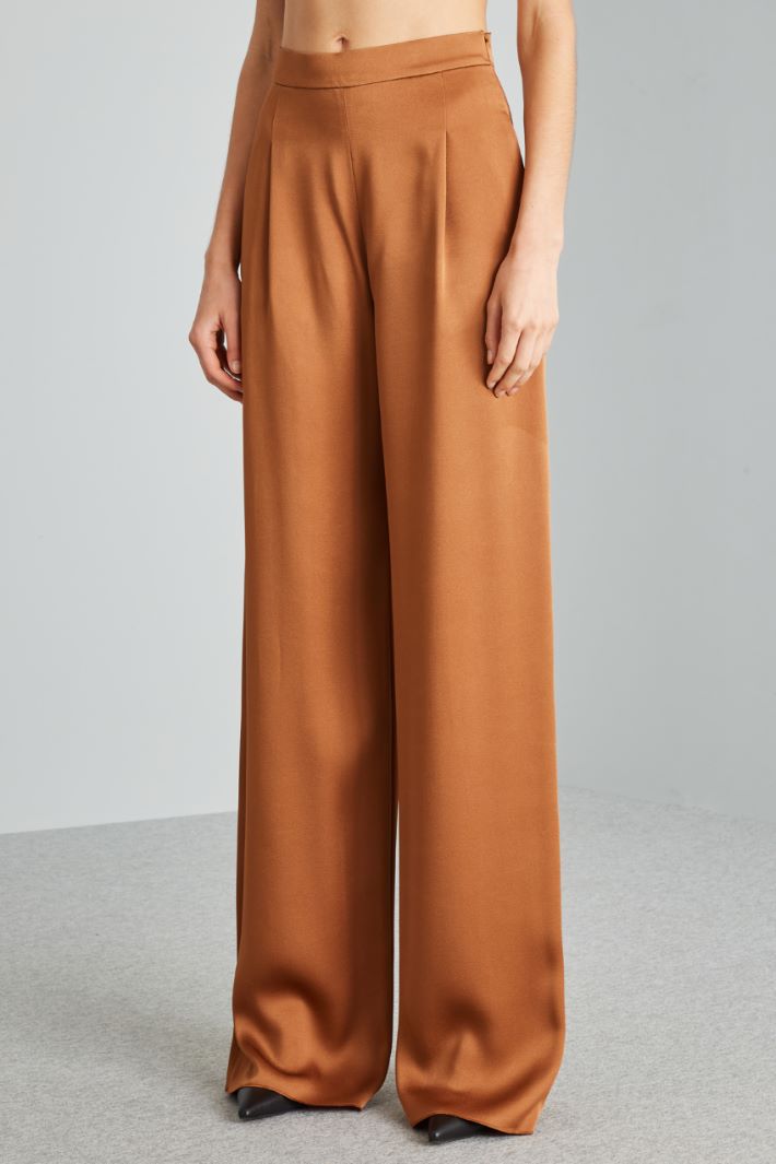 Pantaloni in enver satin lucido - BRONZO - Fashion Market - 2