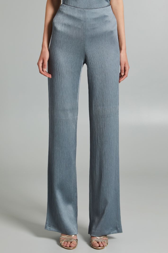 Pantaloni in creponne di viscosa - AZZURRO POLVERE - Fashion Market - 2