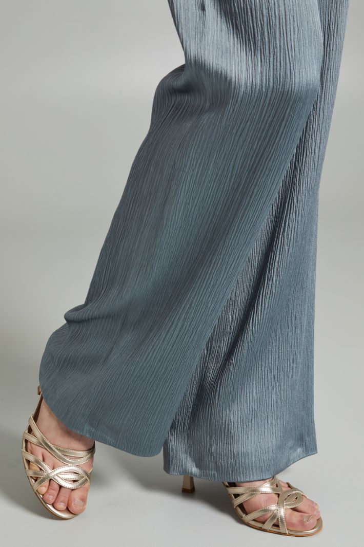 Pantaloni in creponne di viscosa - AZZURRO POLVERE - Fashion Market - 3