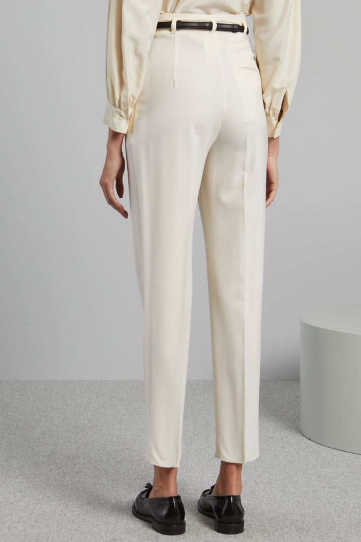 Pantalone in saglia di lana - BIANCO PANNA - Fashion Market - 4