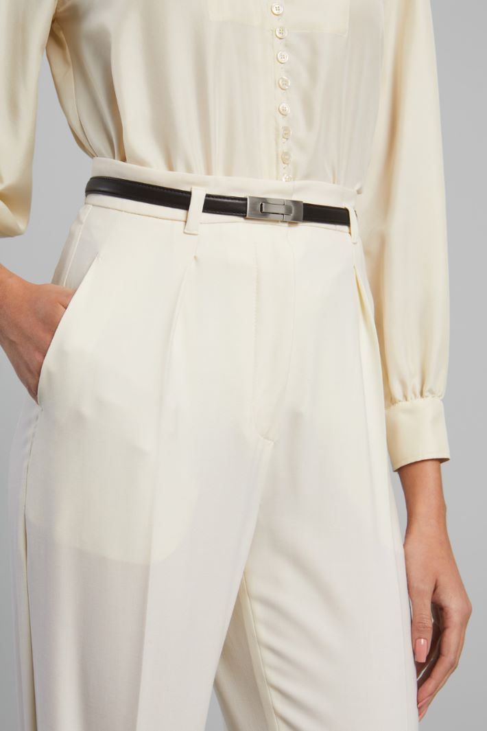Pantalone in saglia di lana - BIANCO PANNA - Fashion Market - 3