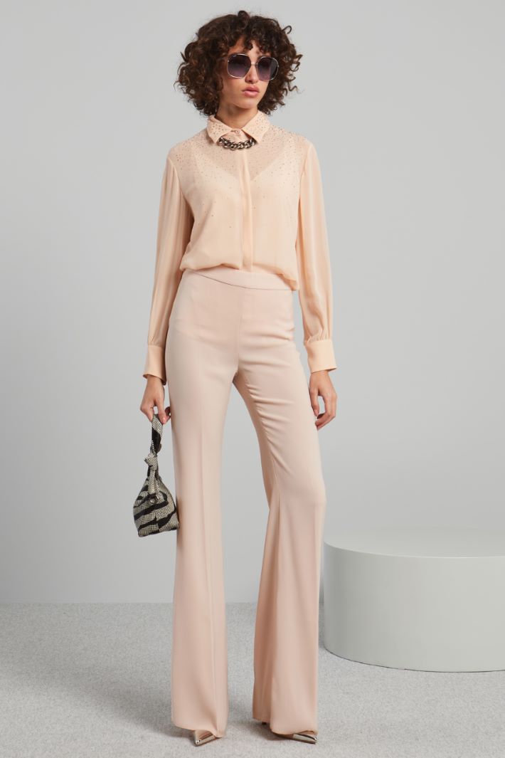 Pantaloni flare in cady - ROSA CIPRIA - Fashion Market