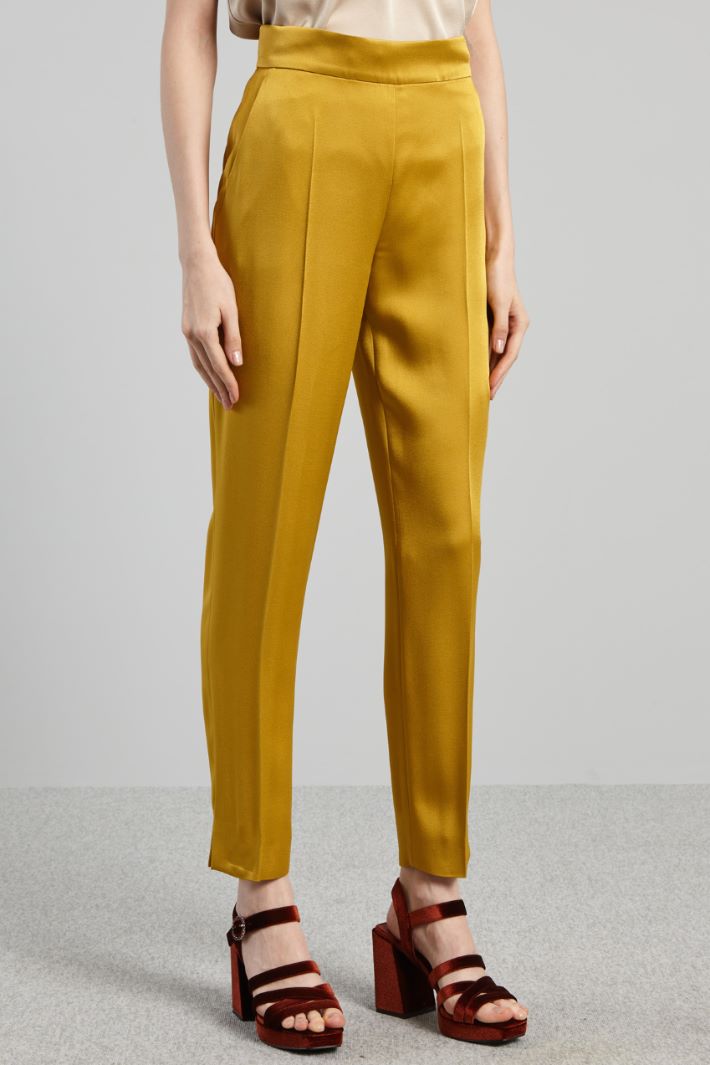 Pantaloni in enver satin - SENAPE - Fashion Market - 2
