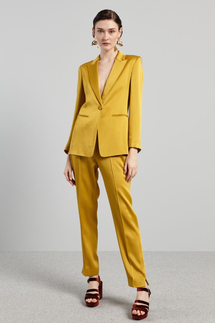 Pantaloni in enver satin - SENAPE - Fashion Market