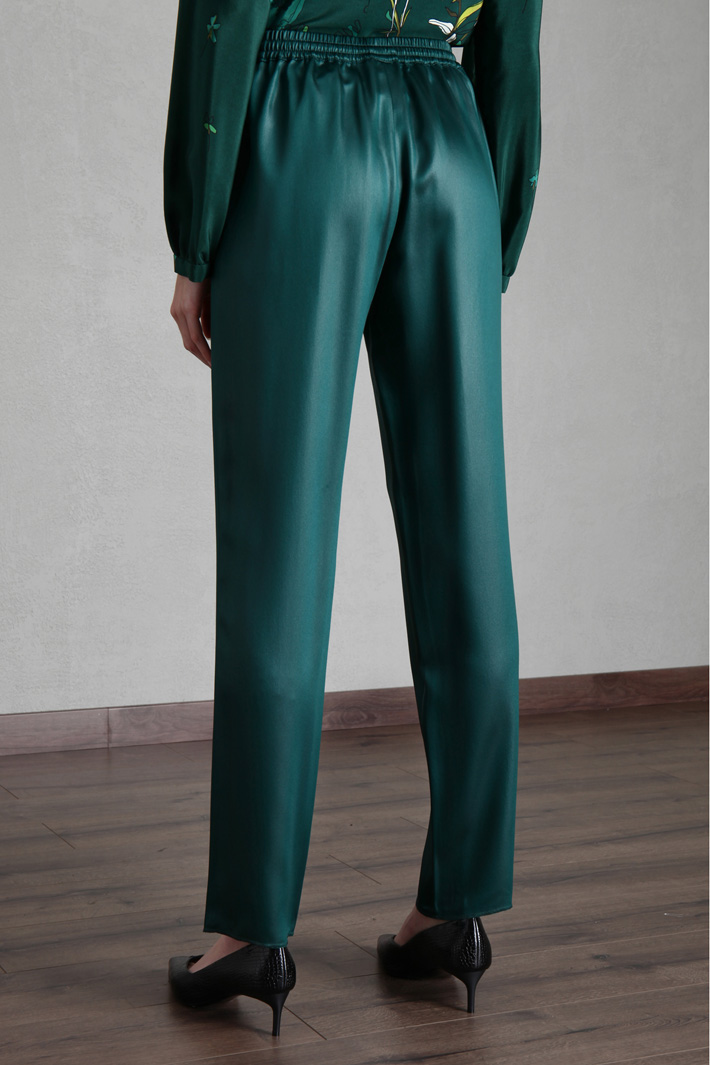 Pantaloni jogger in raso - VERDE SCURO - Fashion Market - 3